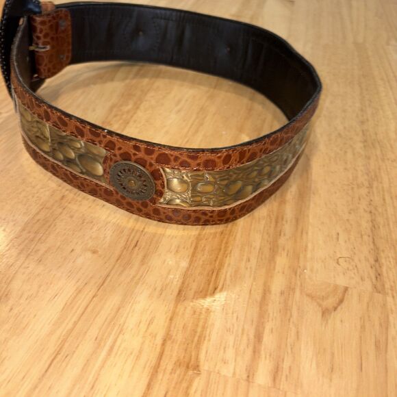 Vintage Aignon Spain Wide Leather Belt Medallions Boho Western Belt Size Large main image 11